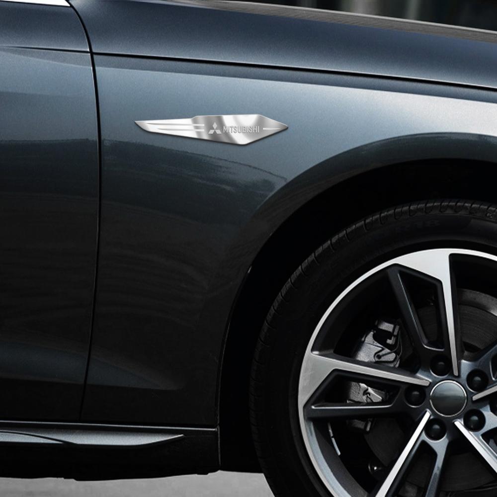 2 Stück Metall Seitenaufkleber Kotflügel Auto Karosserie Reflektierende Aufkleber Abdeckung für Mitsubishi Pajero Sport ASX Lancer L200 Attrage Xpander EVO