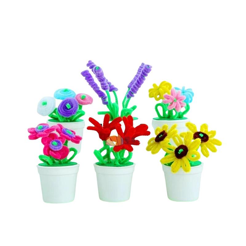 1 Set Kids Creativity Handicraft Diy Flower Pot Multicolour Chenille Stems Pipe Cleaners Handmade Children Toys