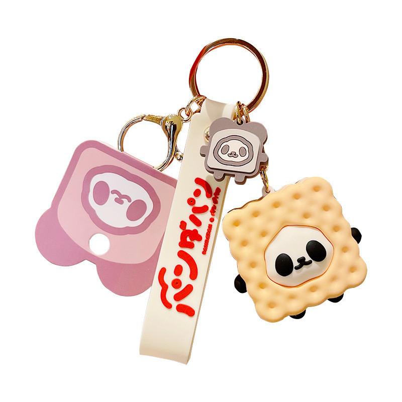 Entzückender Panda Toast Schlüsselanhänger Silikon Brot Puppe Niedliches Lebensmittel Anhänger Accessoire