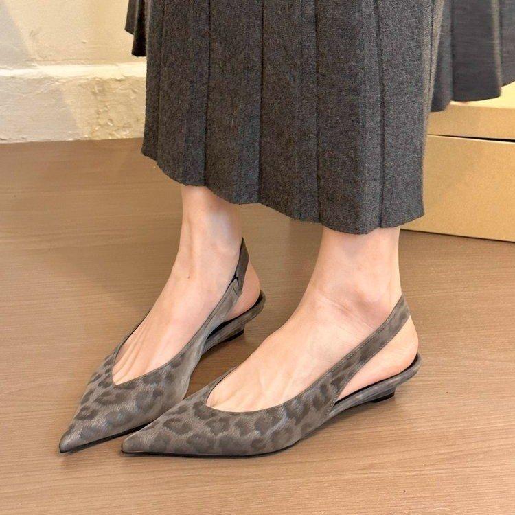 Temperament pointed back empty shoes bag head sandals summer gentle evening wedge heel shoes women