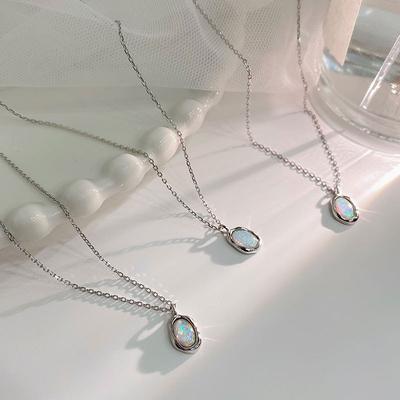 Irregular Opal Pendant Necklace Charm Small and Slim Chain Collar Chain Simple and Versatile