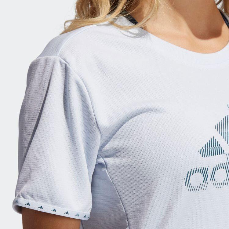 adidas T Shirts Women's White Crew Neck Moderate Straight Fit GQ9413