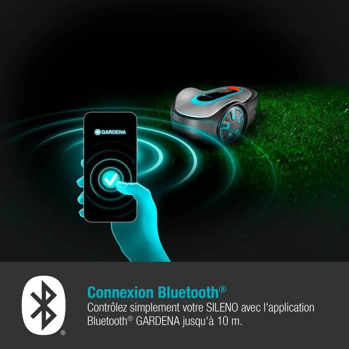 GARDENA Tondeuse robot SILENO minimo 250 – Connexion Bluetooth® – Surface tonte max 250m² – Triple lames pivotantes (15201-26)