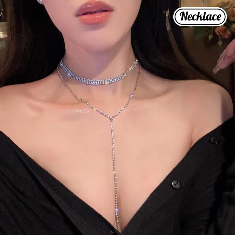 Voll Diamant Und Große Und Kleine Perle Offener Kragen Für Damen Japanische Und Koreanische Persönlichkeit Halsband Schlüsselbeinkette