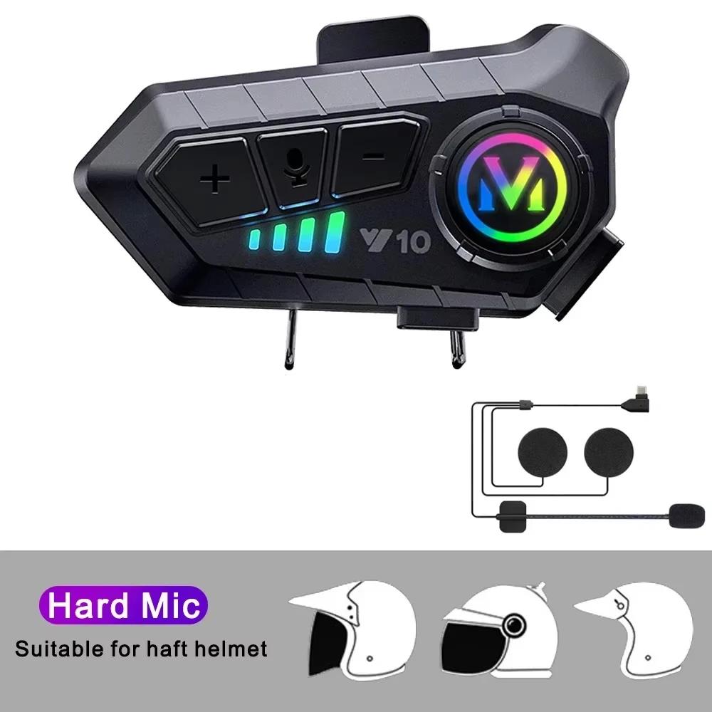 Y10 Pro Max Motorcycle Helmet Headset Bluetooth 5.3 Hands Free Ipx6 Waterproof 2000Mah Moto Wireless Earphone Support Voice