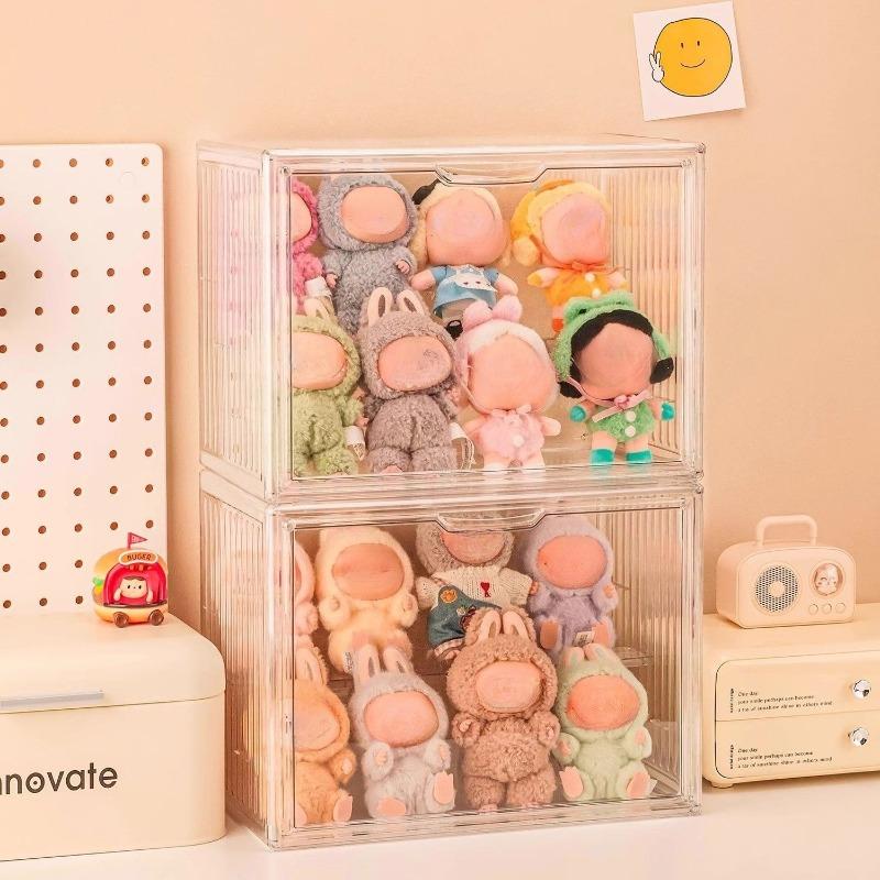 Transparente Puppen-Aufbewahrungsbox Mehrstöckige Schreibtisch-Vitrine Schrank mit Deckel Große Plüschpuppe Staubdichte Sammlerstück-Vitrine