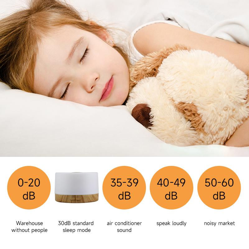500ML Aroma Humidifier Ultrasonic Cool Mist Diffuser with Colorful LED Light Wood Grain Scent Diffuser for Bedroom Home Office