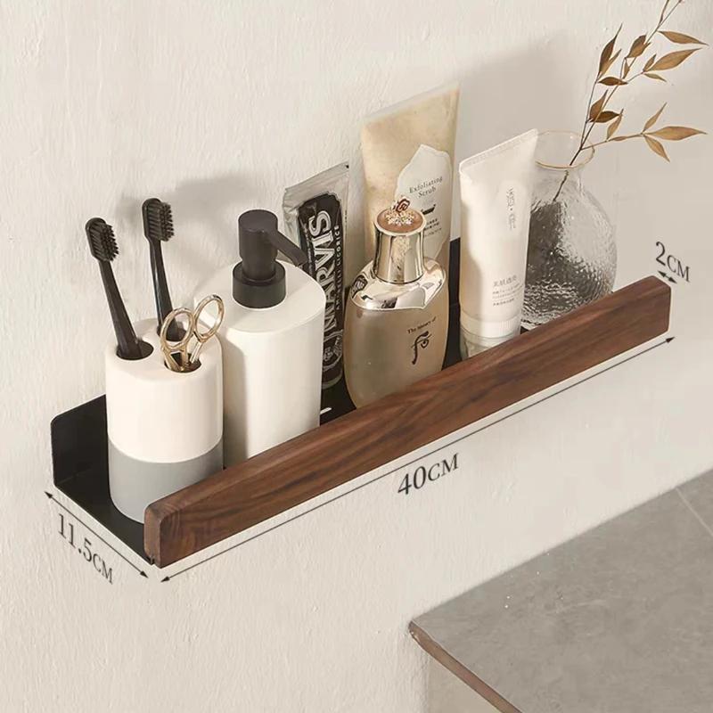 Bathroom Shelf Organizer Shower Storage Rack Solid Wood Corner Shelves Wall Mounted Toilet Shampoo Holder Kitchen Shelf Racks