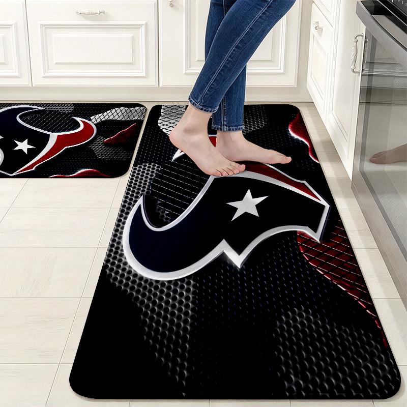 Houston Texans Flannel Kitchen Mat Christmas Soft Area Rug Non Slip Floor Carpet Home Decoration