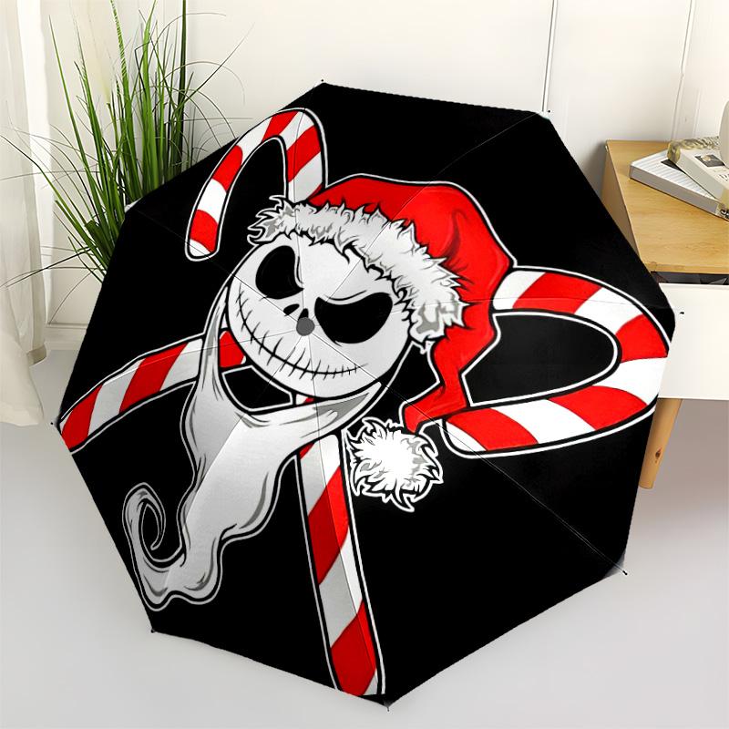 

1pc The Nightmare Before Christmas Umbrella Portable Folding Umbrella Iron Frame Hole Bone Structure Outdoor Home Umbrella разноцветный
