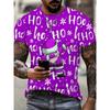 HO HO HO Футболка с принтом Санта-Клауса для мужчин и женщин Новогодняя вечеринка Модная одежда Рождество Харадзюку Топы с коротким рукавом Футболки