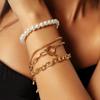 Accessories, Punk Simple Stacked Metal Chains Mixed And Matched Imitation Pearl Jewelry, Bracelet Set For Women