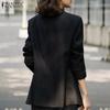 ZANZEA Women Autumn V-Neck Solid Color Long Sleeve Cardigan Suit Jackets