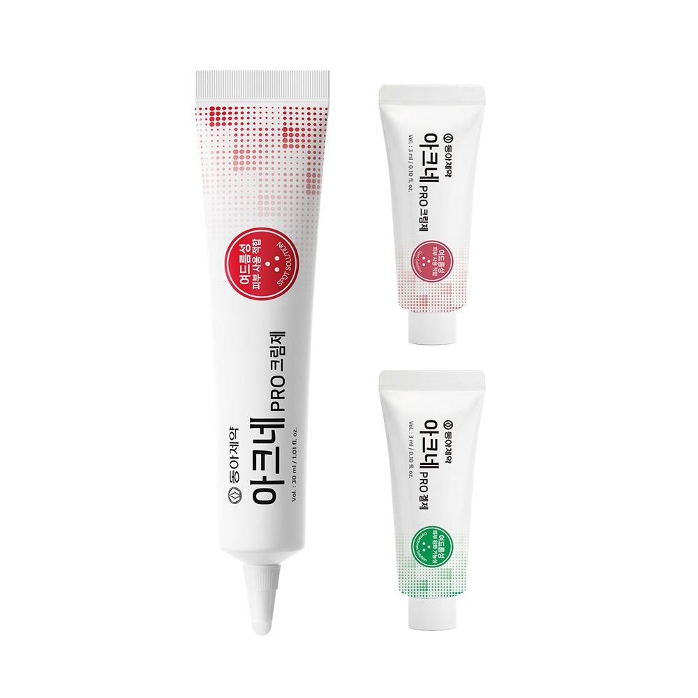 DONG-A PHARM Krem na trądzik Pro Zestaw Specjalny 30ml (+ Krem 3ml + Żel 3ml) Łagodząca pielęgnacja niedoskonałości white