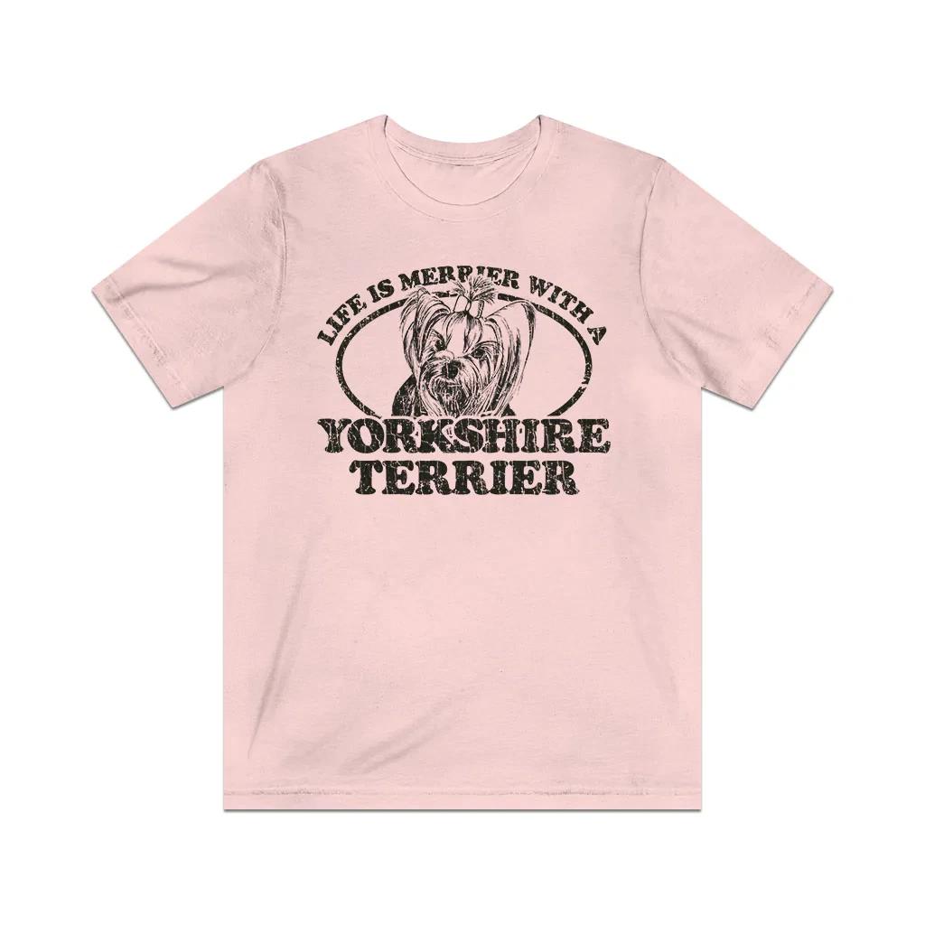 

Life is Merrier With a Yorkshire Terrier 1982 Vintage Men s T shirt 4XL