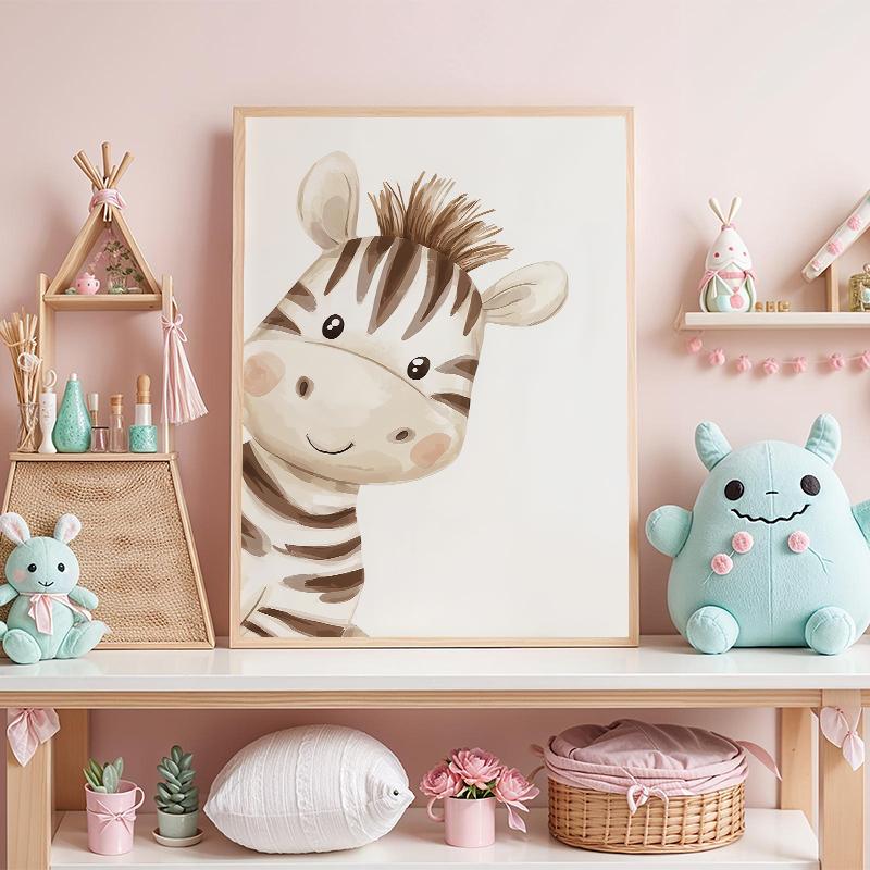 Cute Watercolor Animals Bunny Hamster Koala Zebra Posters Canvas Printing Modern Wall Art Picture for Kidy Room Home Decor Gifts