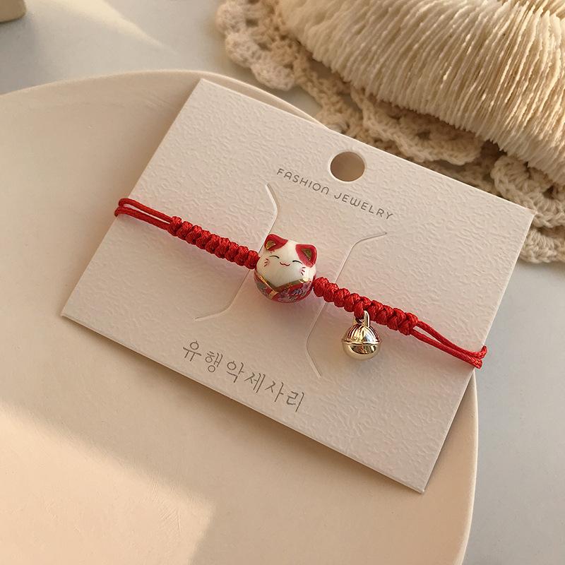 Cute Cat Bracelet For Girls Colorful Beaded Bracelets Harajuku Ceramics Anime Pendant Charm Bracelets Jewelry Gifts Wholesale