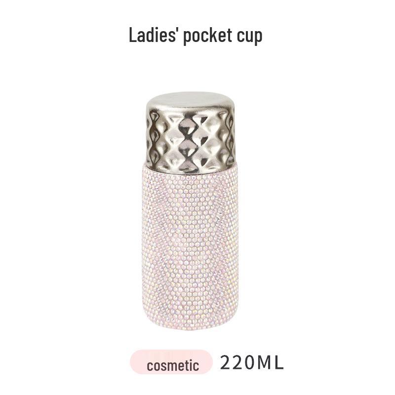 Mi Xiaoxi Titanium Diamond Lipstick Insulated Cup: Luxury Portable Water Cup for Women and Students.