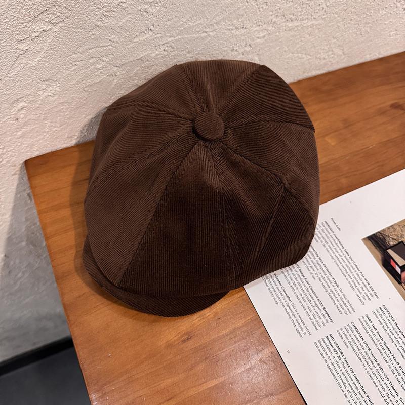 Color Solid Corduroy Beret Cap With Sun Protection Warmth For Adult Fashion Gift