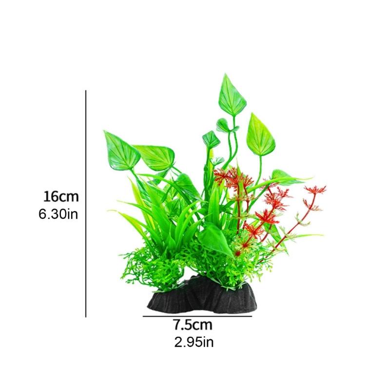 5PCS Life Like Plant Fishtanks Decoration Artificial Water Plant with Base for Office Commercial Use Aquariums Landscape