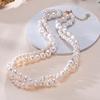 HENGSHENG Baroque Freshwater 5-6mm 8-9mm White Pearl Double Necklace 925 Silver Trendy Jewelry Gift for Women Girls