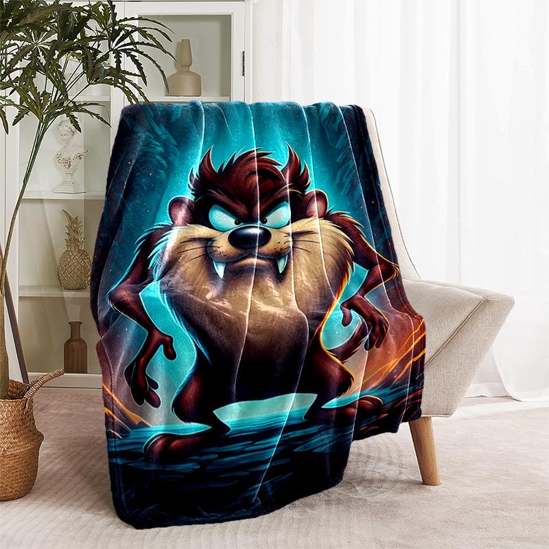 1pc Blanket Taz Mania Print Design, Lightweight Blanket for Sofa, Bed- Soft &Warm, Gift for All Seasons like Christmas, Halloween