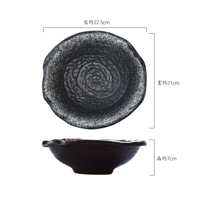 Irregular Ceramic Deep Bowl Retro Fruit Salad Bowl Thick Soup Bowl Noodles Bowls Dessert Bowls Restaurant Specialty Tableware