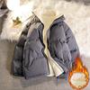 Warm Fleece Winter Lined Puffer Jackets Men Thick Parkas Casual Man Padded Down Outwear Zipper Long Sleeve Outdoor Couple Coat
