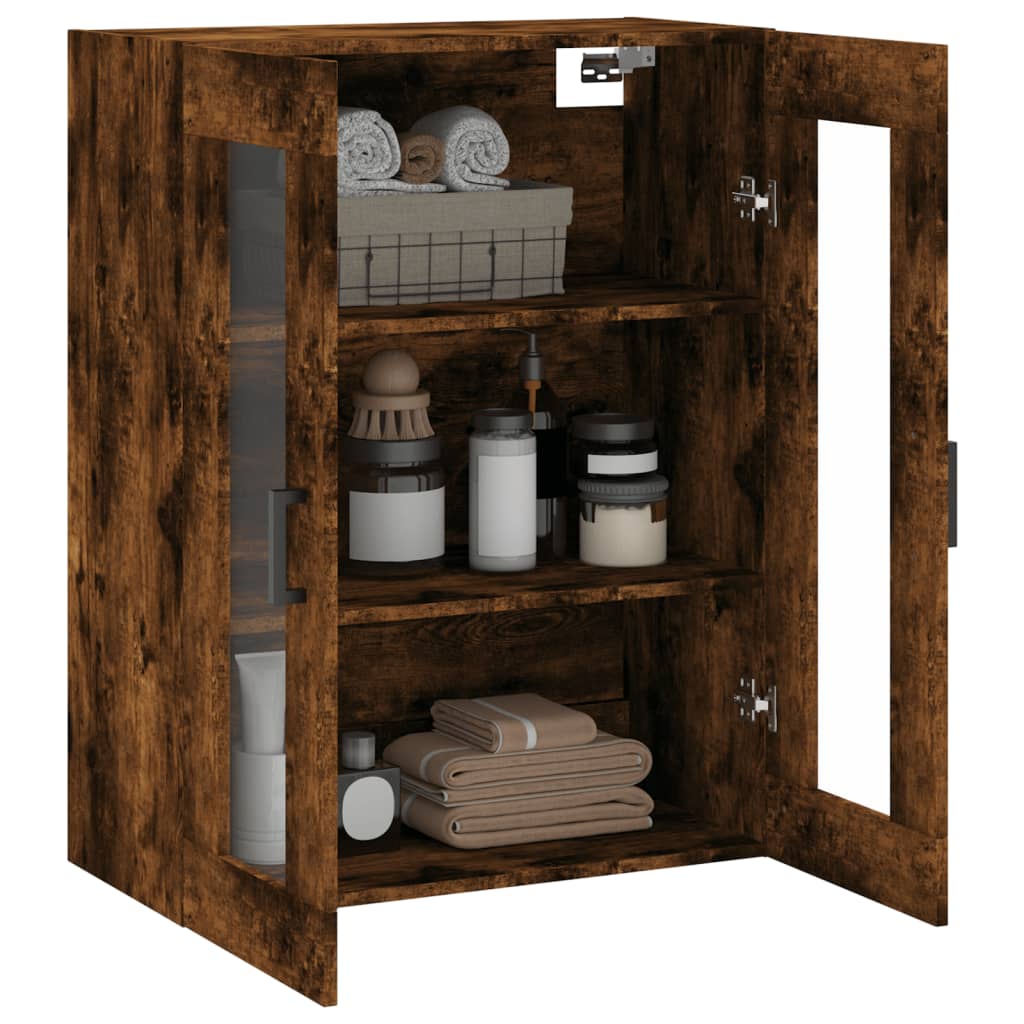 Wall Mounted Cabinet in Smoked Oak Finish 69.5 x 34 x 90 cm