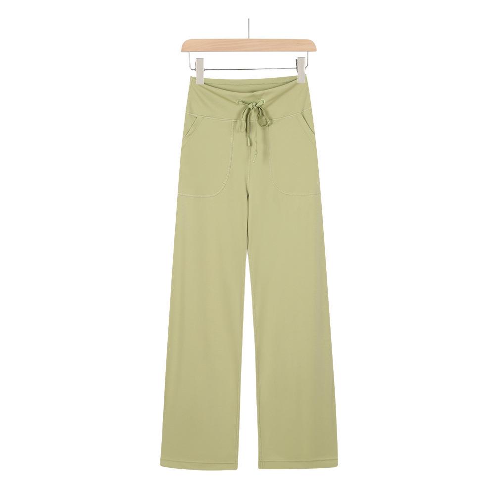 Lulu-Inspired High Waist Yoga Pants - Drawstring Straight Leg with Loose Drape for Casual Sports