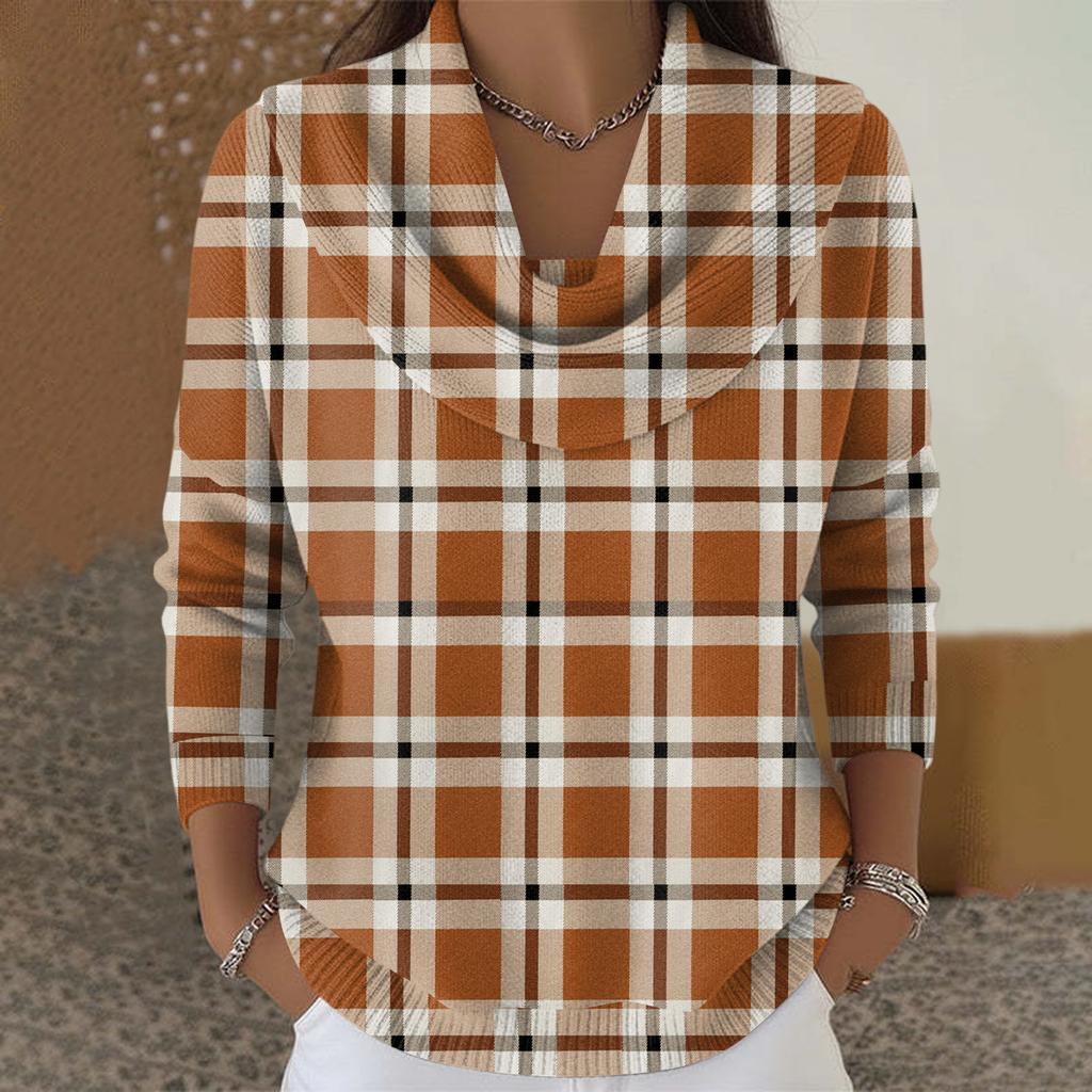 Women's Casual And Fashionable Round Neck Long Sleeved Printed Top Sweater