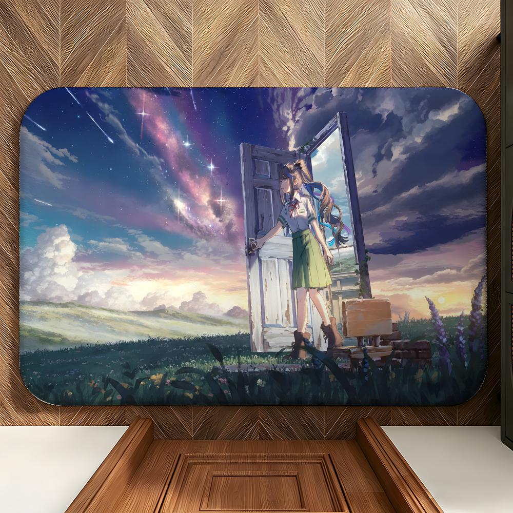 AnimeFilm S-Suzume Floor Mat Soft Flannel Floor Mat  Suitable for Entryways, Living Rooms, Bedrooms, and Bathrooms