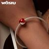WOSTU 925 Sterling Silver Jemné červené jablko Charm Korálky Fit Originální náramek Náhrdelník DIY Dárek na výrobu šperků