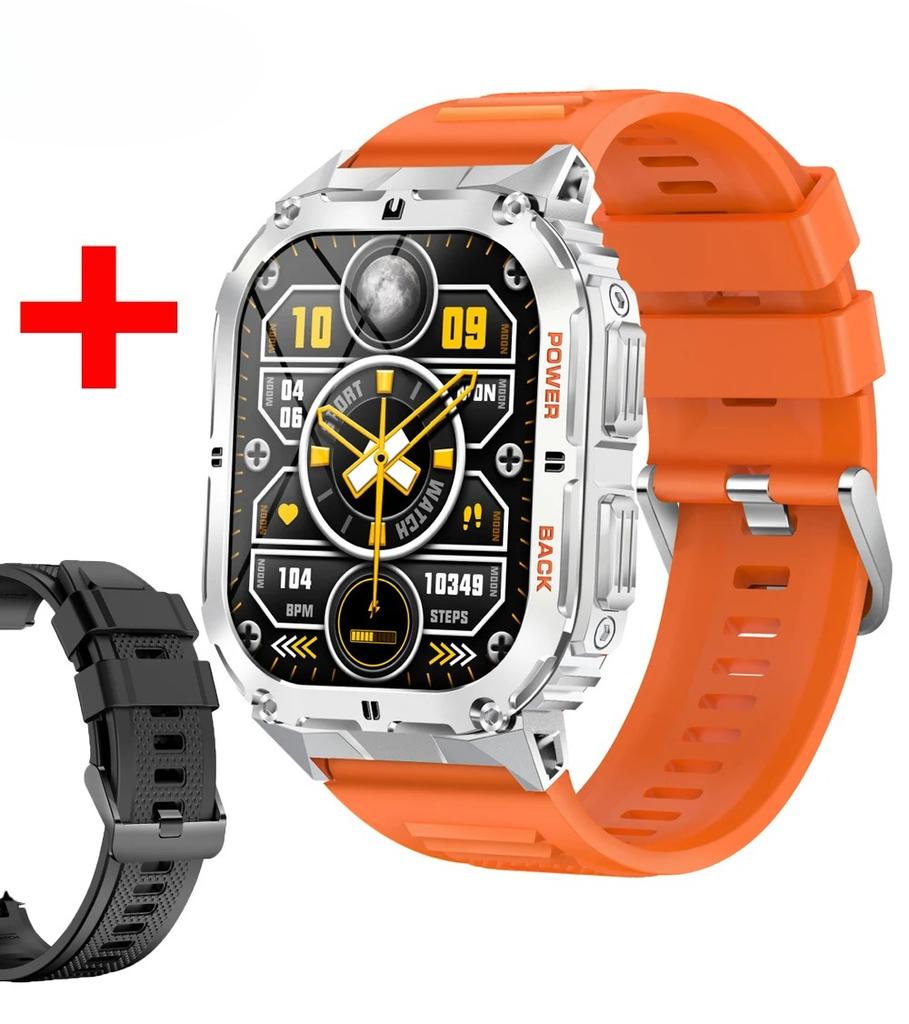 Smart Watch Sports Fitness Men 1.96" AOMLED Screen Outdoor Compass Blue Tooth Call Smartwatch Health Waterproof Voice Assistant