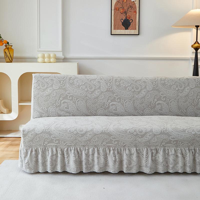Armless Futon Cover Stretch Sofa Bed Slipcover Protector Elastic Feature Rich Textured High Spandex Small Checks Jacquard