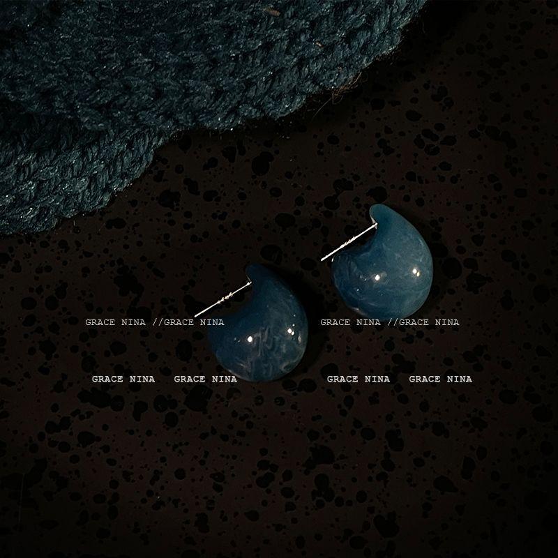 

Korean Trending Unique Women s Fresh Water Droplets Blue Drop Stud Earrings