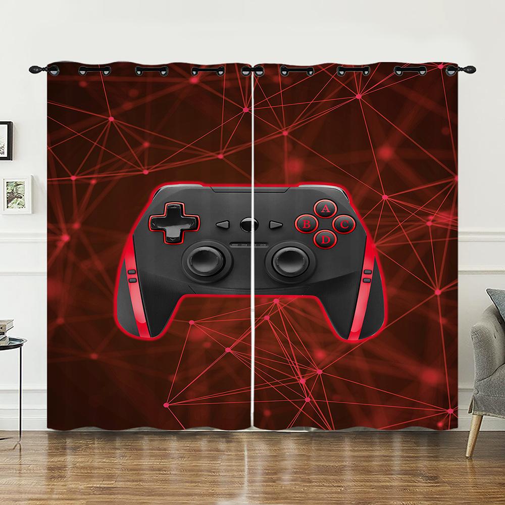 Curtain Gamepad Gradual Change 3D Digital Printing Blackout Curtain Punching