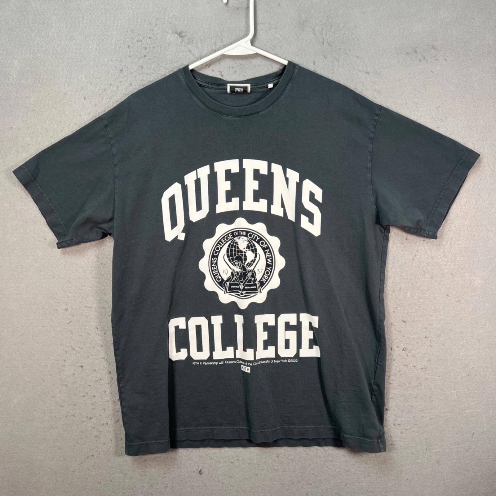 Kith Queens College Graphic T Shirt Blue Size Large 100% Cotton Crewneck 4XL