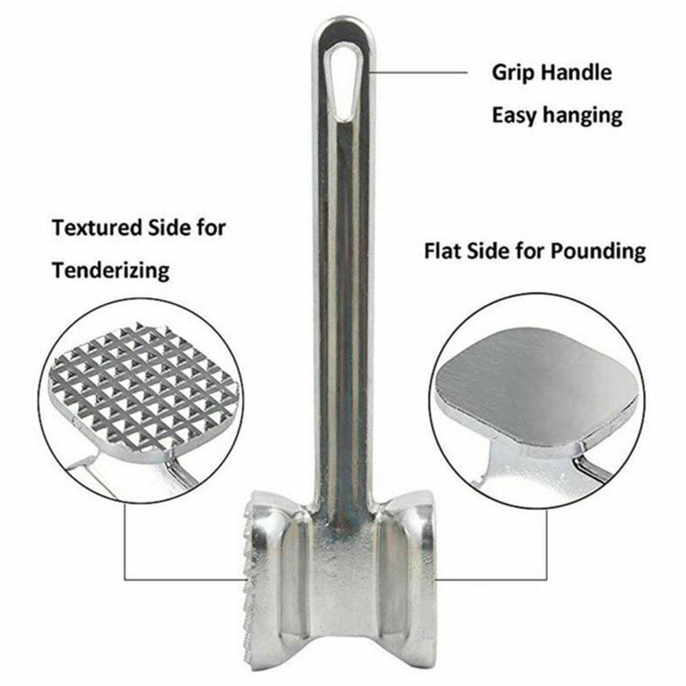 Food Hammer Meat Tenderizer Hammer Multifunction Aluminum Alloy Double-sided Meat Hammer Mallet Tool For Pounding Beef, Pork