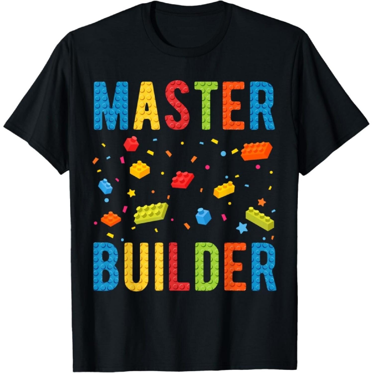 Master Builder Kids Building Blocks Brick Builder T-Shirt S чёрный