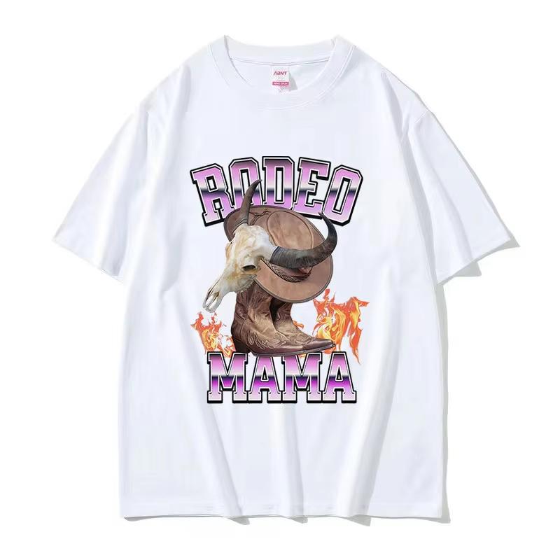 Funny Stylish Western Rodeo Mama T-shirts Men Women 90s Retro Oversized Cotton T Shirt Casual Loose O-Neck Short Sleeve T-shirts