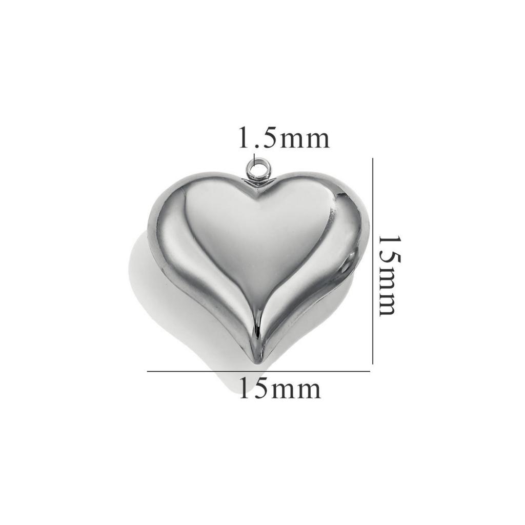 1pc 304 Stainless Steel Large Heart 3D Charms PVD Gold Plated Metal Earring Necklace Jewelry Making Findings Accessories