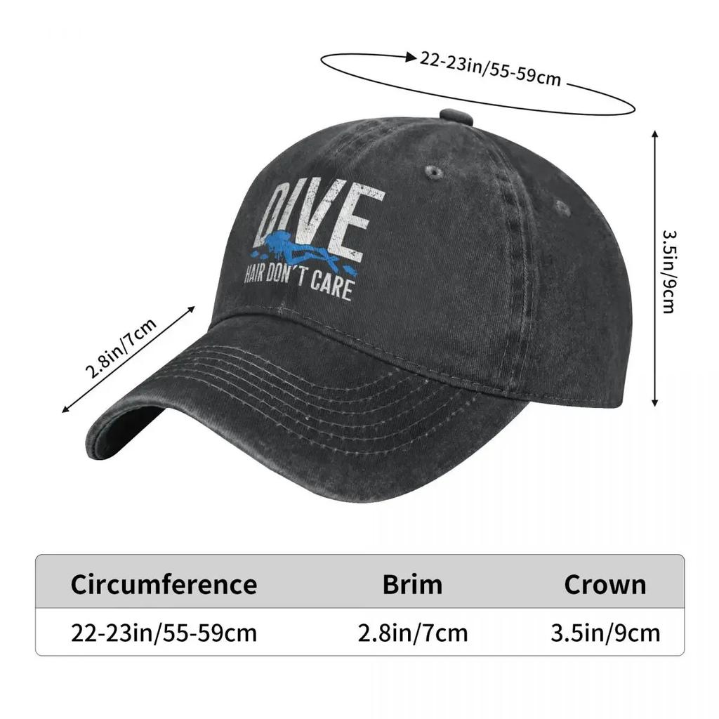 Hair Don't Care Baseball Cap Men Cowboy Hats Women Visor Protection Snapback Dive Scuba Diving Caps