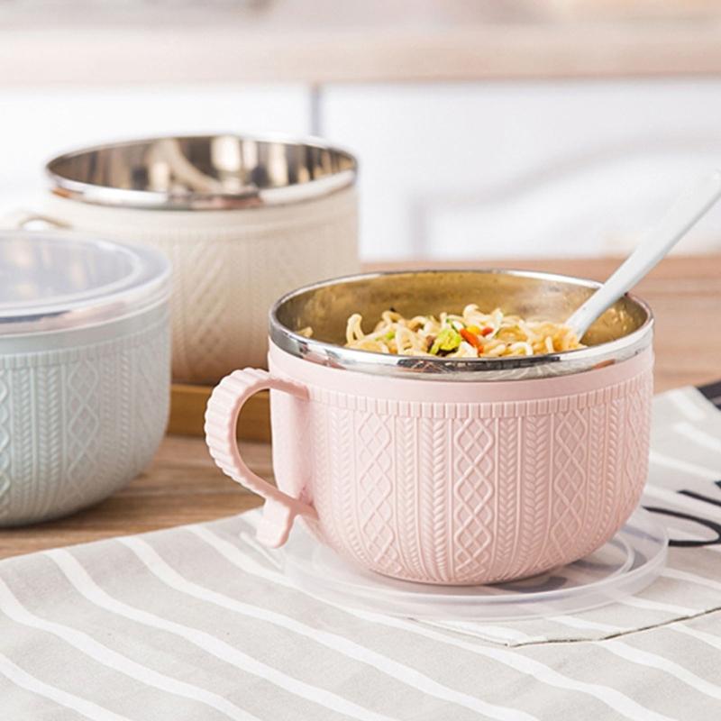 Round Food Container Ramen Noodles Bowl with Large Capacity and Leakproof Lid for Christmas Holiday Family Gatherings