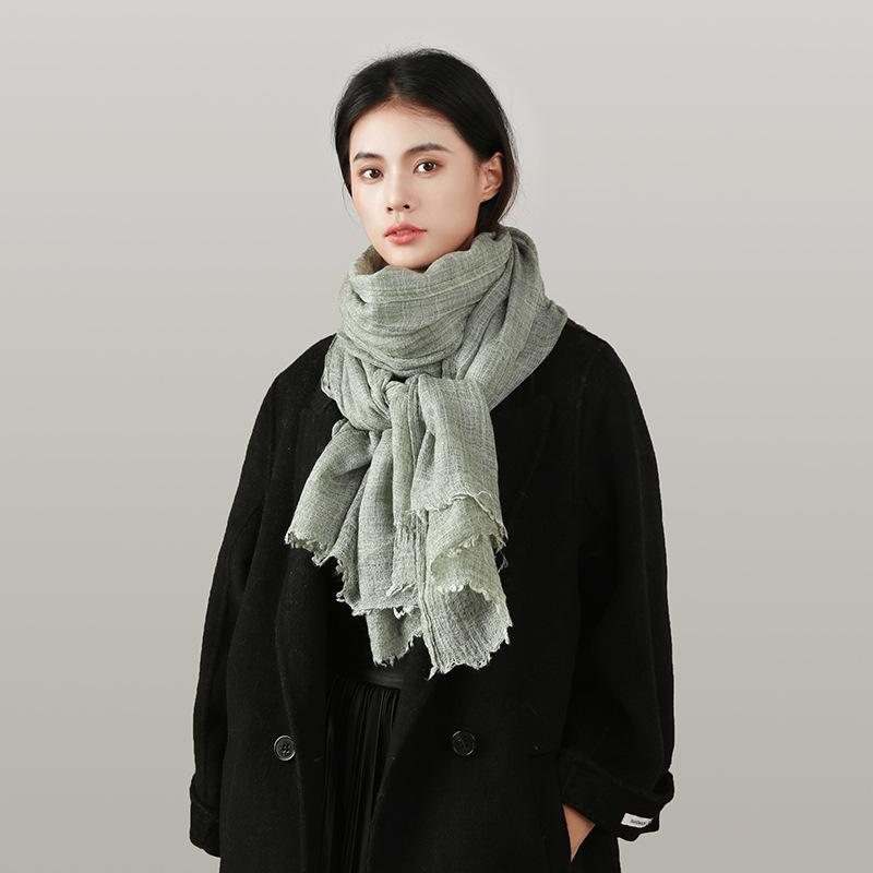 Cachecol de Lã Cor Sólida Igual Estilo Literário Xale Moda Feminina Cachecol Quente