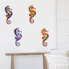 Yousheng 4Pcs Wooden Seahorse Wall Art Set Rustic Garden Fence Decor for Patio Living Room Bedroom Coastal Nautical Ornaments for Home Outdoor