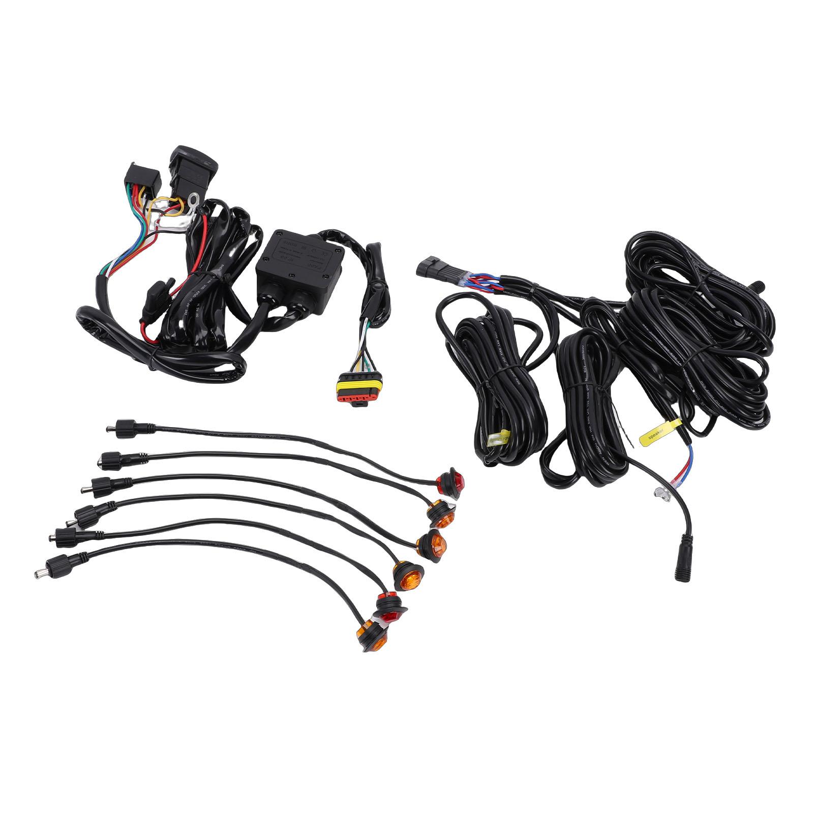 UTV Knipperlicht Kit met Alarm Schakelaar Amber Licht Universeel Voorbedraad ATV Knipperlicht Kit Vervanging voor Polaris black