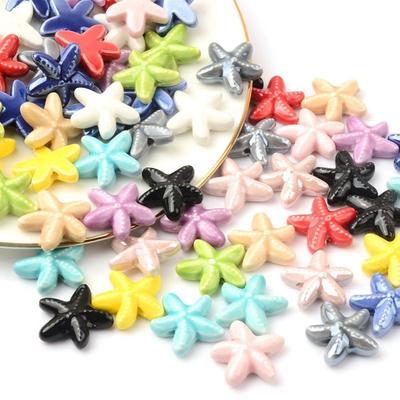 Ceramic Material Starfish Beads Starfish Shape Loose Beads Large Hole Beads  Jewelry Making