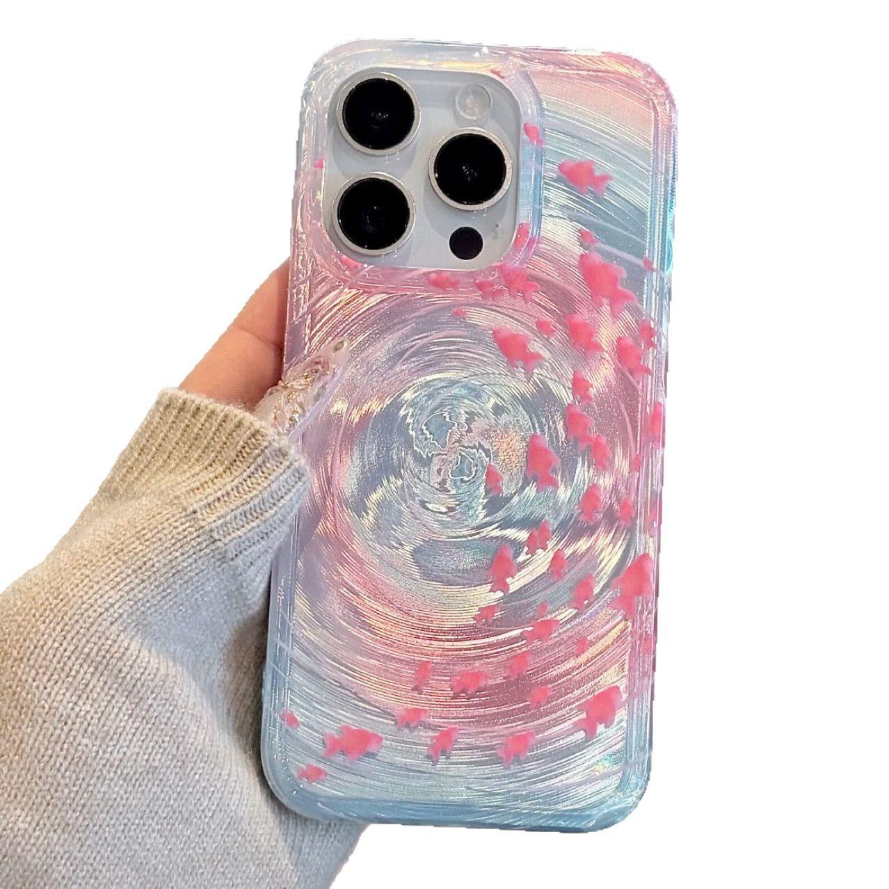 

Градиентный вихрь косяк рыб iPhone 14/13 и Apple 16/15 Pro Max Противоударный чехол с полной защитой iPhone 15 Pro