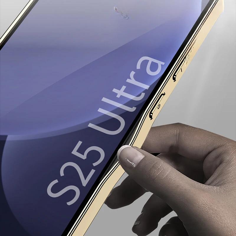 For Samsung Galaxy S25 S24 Ultra Phone Case Galaxy S25 Ultra Electroplated Leather Protective Shockproof Cover